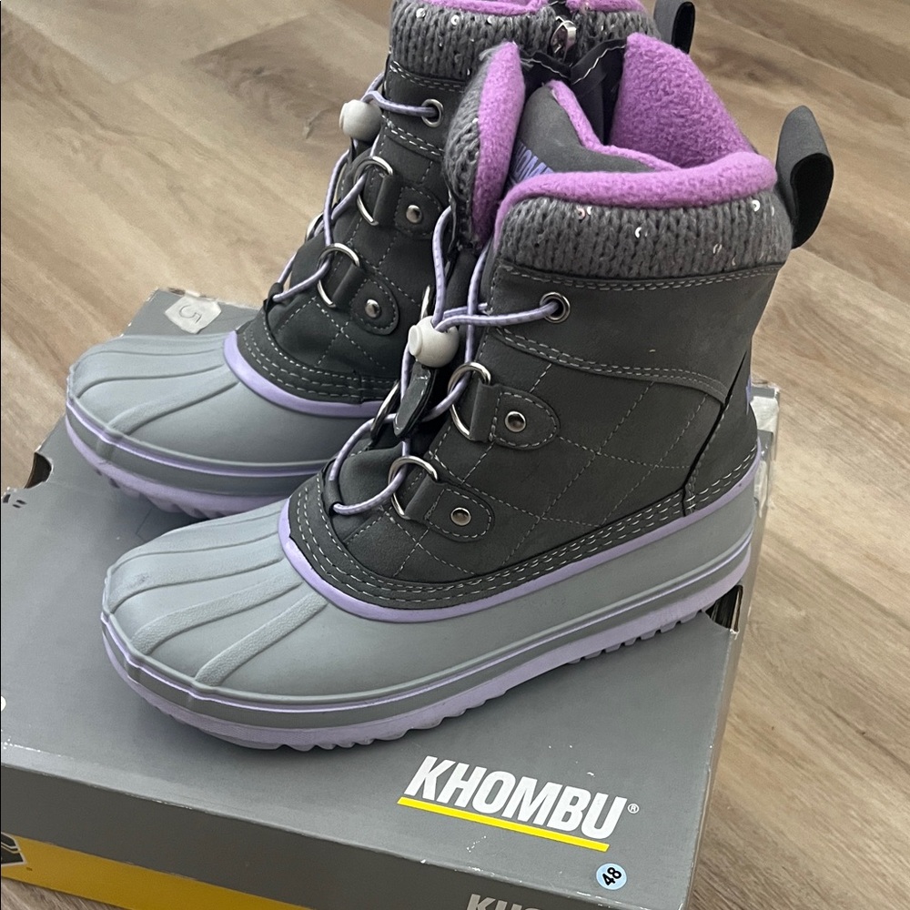 Khombu Kids Winter Boots - Gray and Purple - Picture 2 of 5